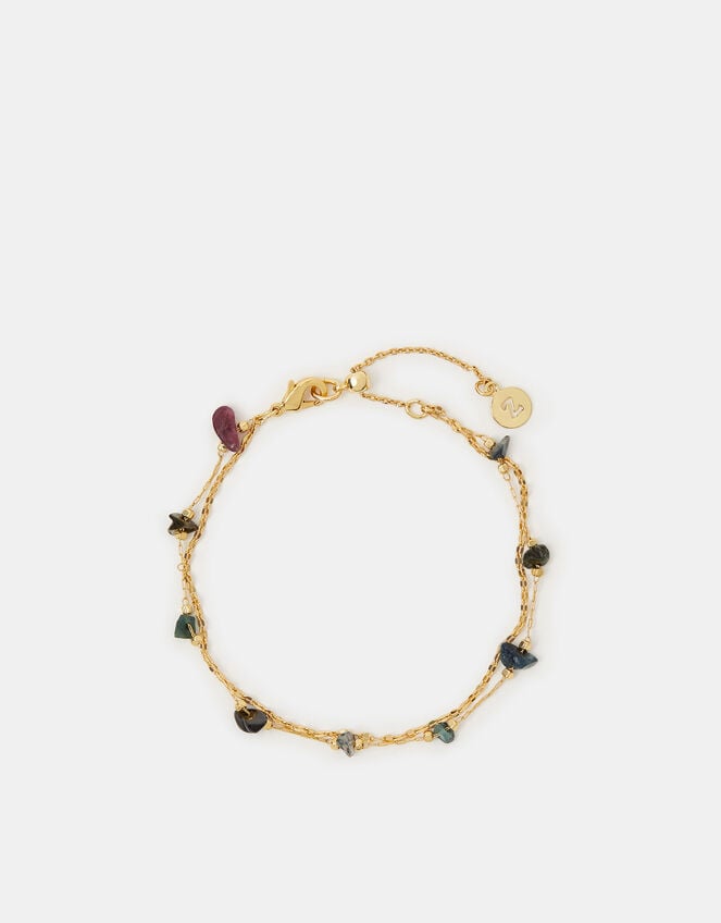 14ct Gold-Plated Semi-Precious Stone Layered Bracelet, , large
