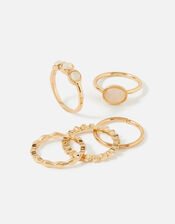 Pearl Stones Stacking Ring Set, Pink (PINK), large
