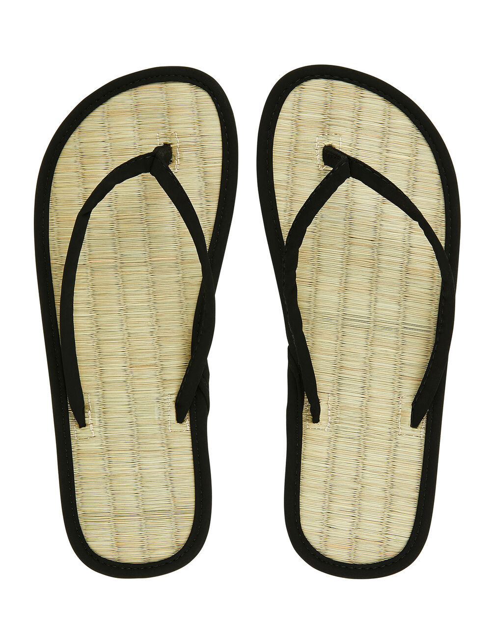 black seagrass flip flops