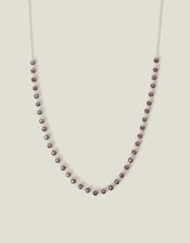 Sterling Silver-Plated Glass Bead Necklace, , large