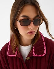 Mini Crystal Tortoiseshell Square Sunglasses, , large