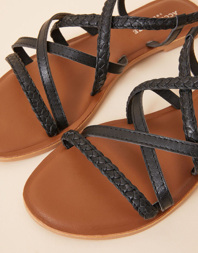 Plaited Strappy Sandals, Black (BLACK), large