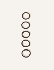 Thick Towelling Hair Bands 5 Pack, Brown (BROWN), large