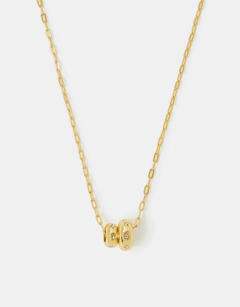 Stainless Steel Diamanté Bead Pendant Necklace, , large