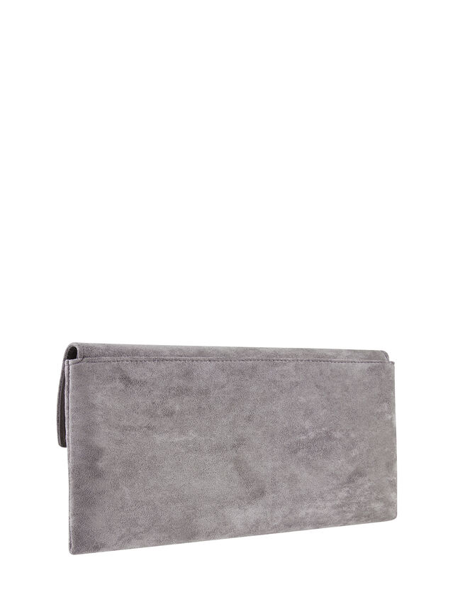 Natalie Suedette Clutch Bag, Grey (GREY), large