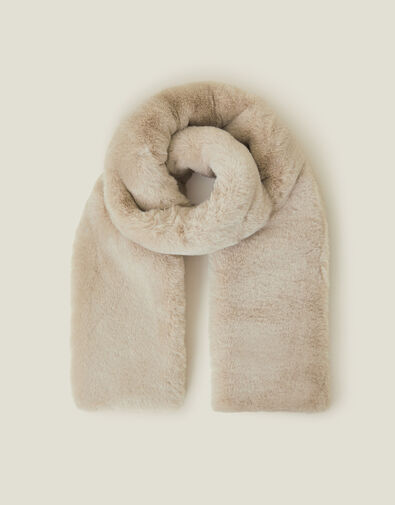 Faux Fur Stole Scarf, Natural (NATURAL), large