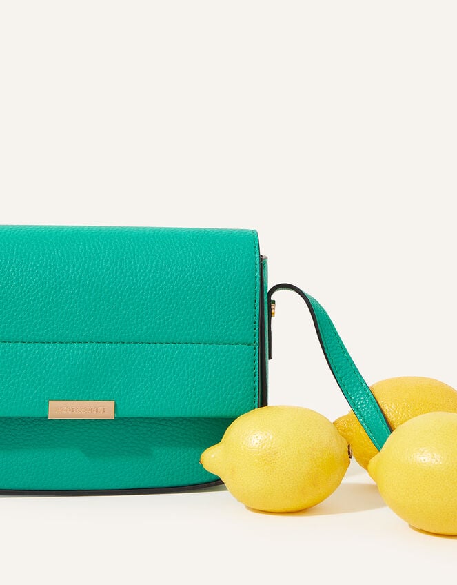 Straight Flap Saddle Cross-Body Bag, Green (GREEN), large