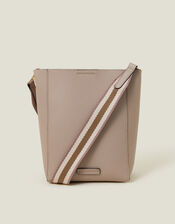 Faux Leather Bucket Bag, Nude (NUDE), large