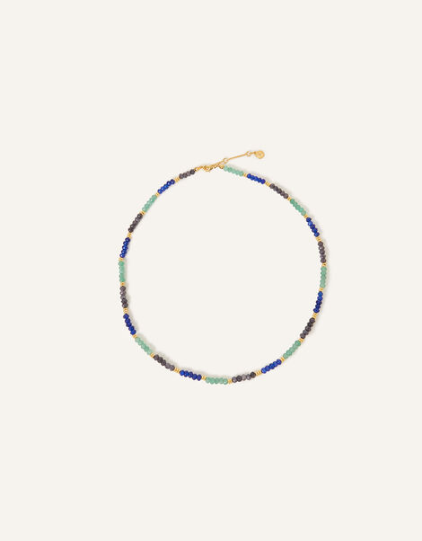 14ct Gold-Plated Stone and Bead Necklace, , large