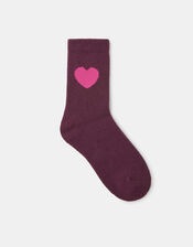 Heart Print Socks, Red (BURGUNDY), large