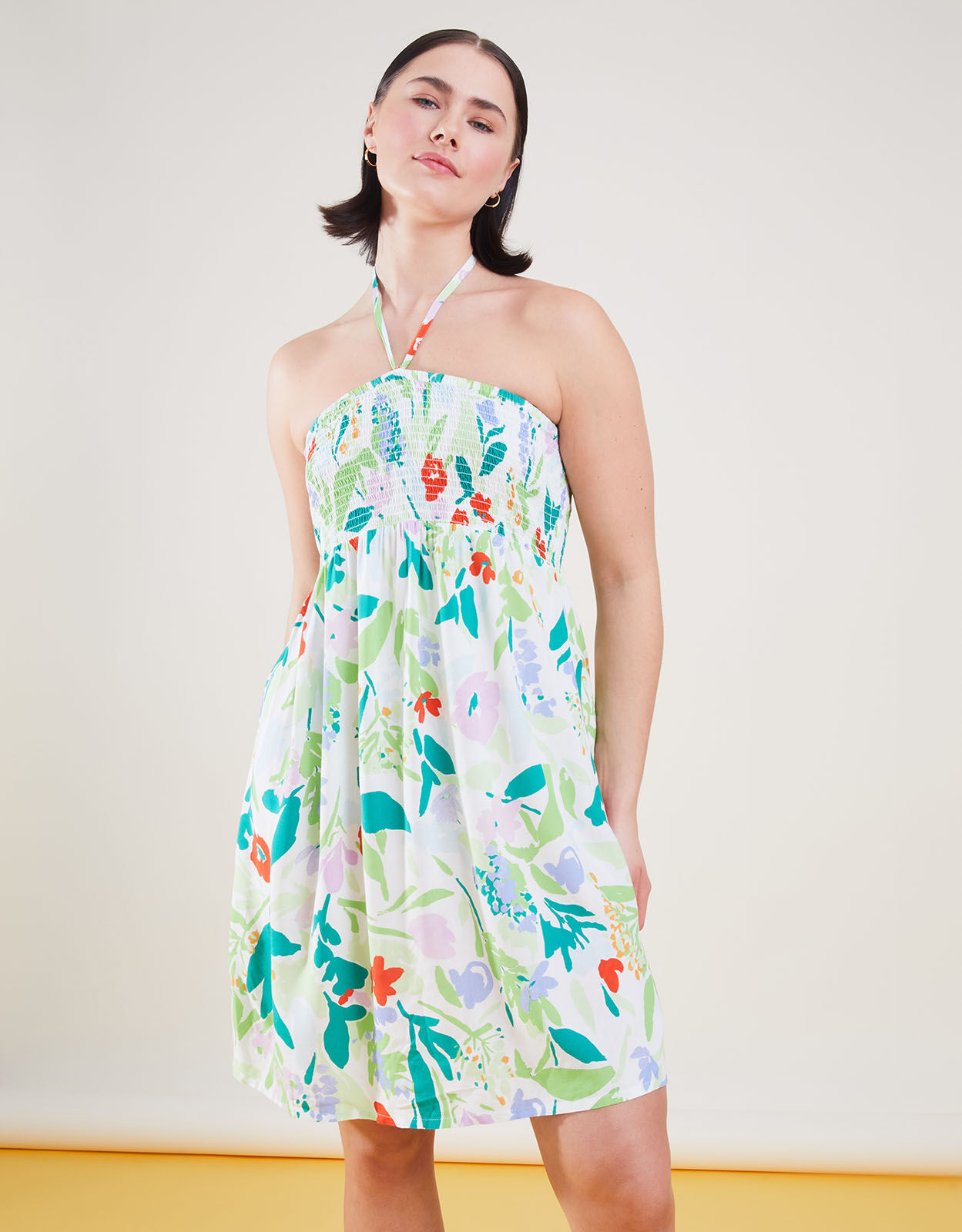 Abstract Floral Print Bandeau Dress Multi Beach holiday dresses Accessorize ROI