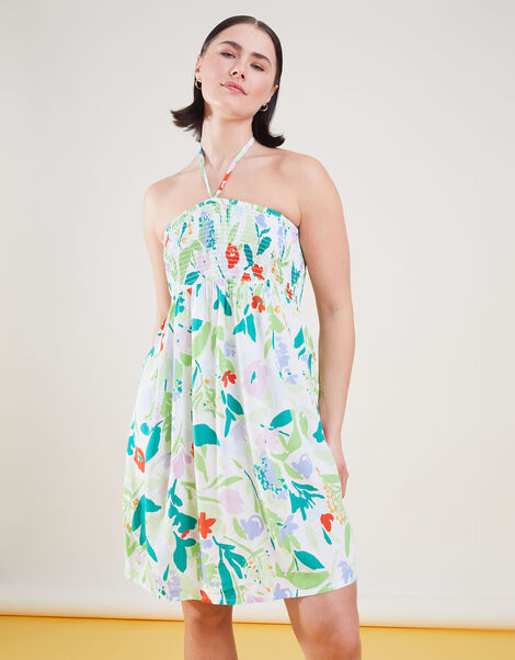 Abstract Floral Print Bandeau Dress, Multi (BRIGHTS-MULTI), large