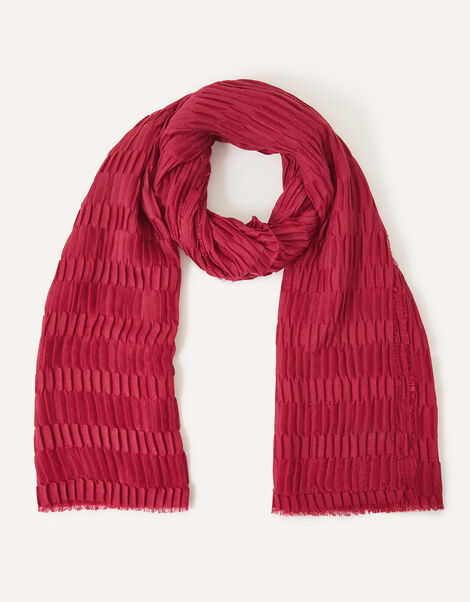 Textured Pleat Scarf, Red (RED), large