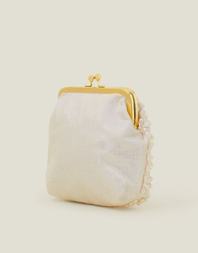 Girls Pearl Flower Clip Frame Mini Bag, , large