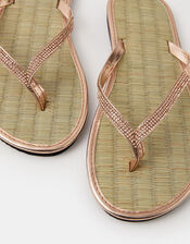 Sparkle Seagrass Flip Flops, Gold (ROSE GOLD), large