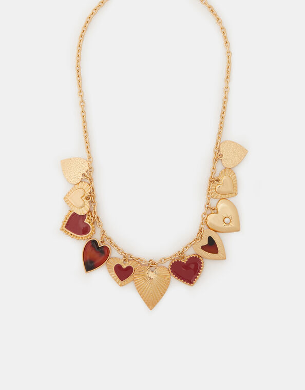 Statement Heart Charm Necklace, , large