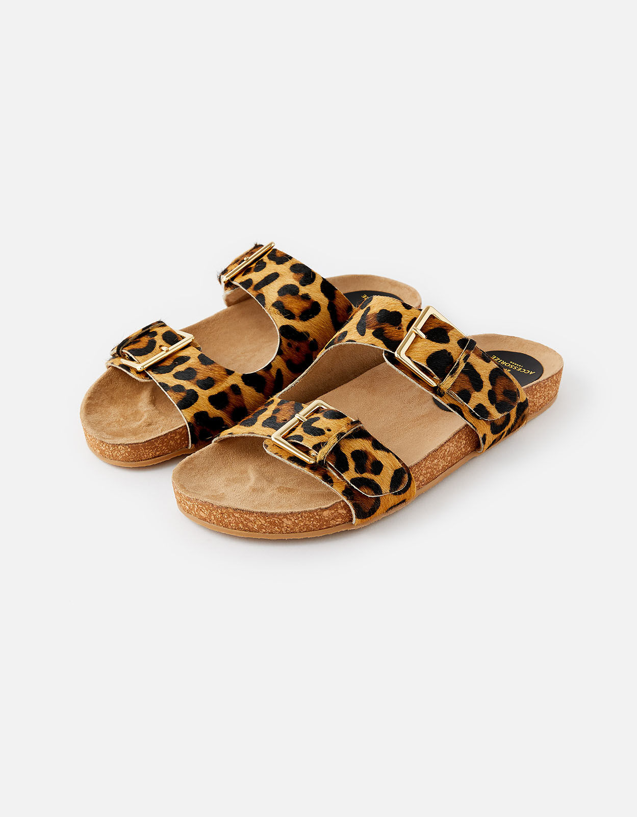 Leopard print buckle sandals hotsell