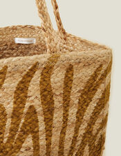 Zebra Print Jute Shopper Bag, , large