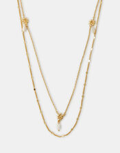 14ct Gold-Plated Sun Pearl Layered Necklace, , large