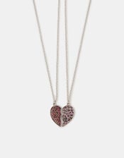 2-Pack Girls Leopard Print Heart Friendship Necklaces, , large