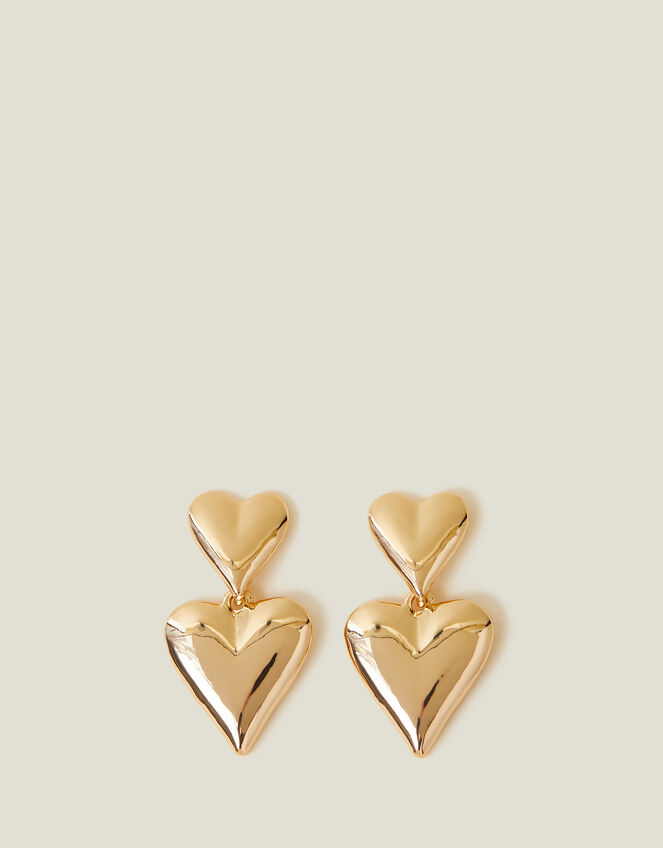 Double Heart Drop Earrings, , large