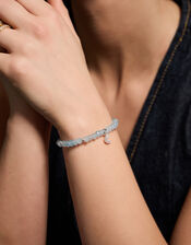 Sterling Silver-Plated Blue Quartz Beaded Bracelet, , large