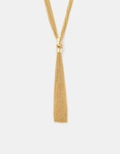 Chain Mail Lariat Tassel Necklace, , large