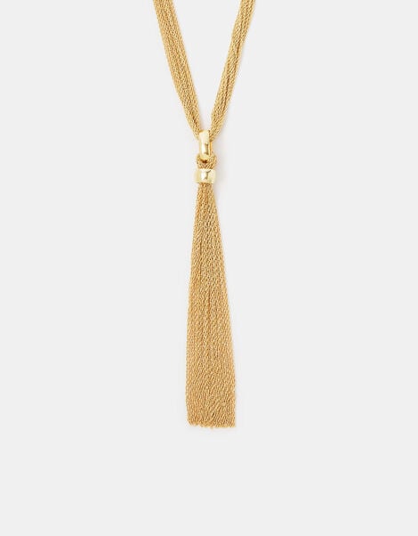 Chain Mail Lariat Tassel Necklace, , large