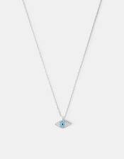 Sterling Silver-Plated Evil Eye Pendant Necklace, , large