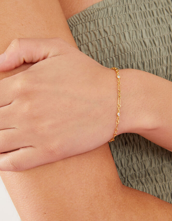14ct Gold-Plated Sparkle Chain Bracelet, , large