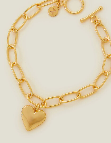 14ct Gold-Plated Heart Chain Bracelet, , large