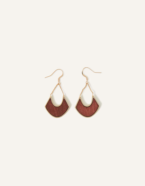 Long Wooden Cut Out Earrings, , large