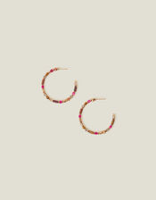 Small Beaded Hoop Earrings, , large