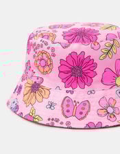 Girls Floral Print Bucket Hat, Multi (PASTEL MULTI), large