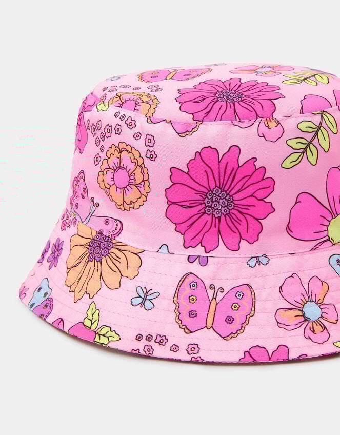 Girls Floral Print Bucket Hat, Multi (PASTEL MULTI), large