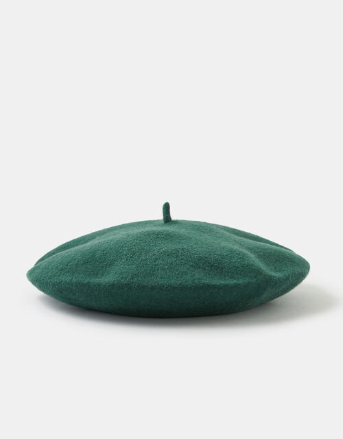 Beret Hat in Pure Wool Green