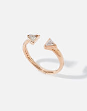 Rose Gold-Plated Healing Stone Clear Quartz Pyramid Ring, Gold (ROSE GOLD), large