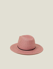 Straw Fedora Hat Pink, , large