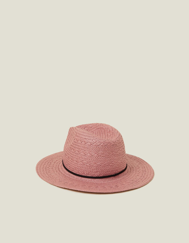 Straw Fedora Hat Pink, , large