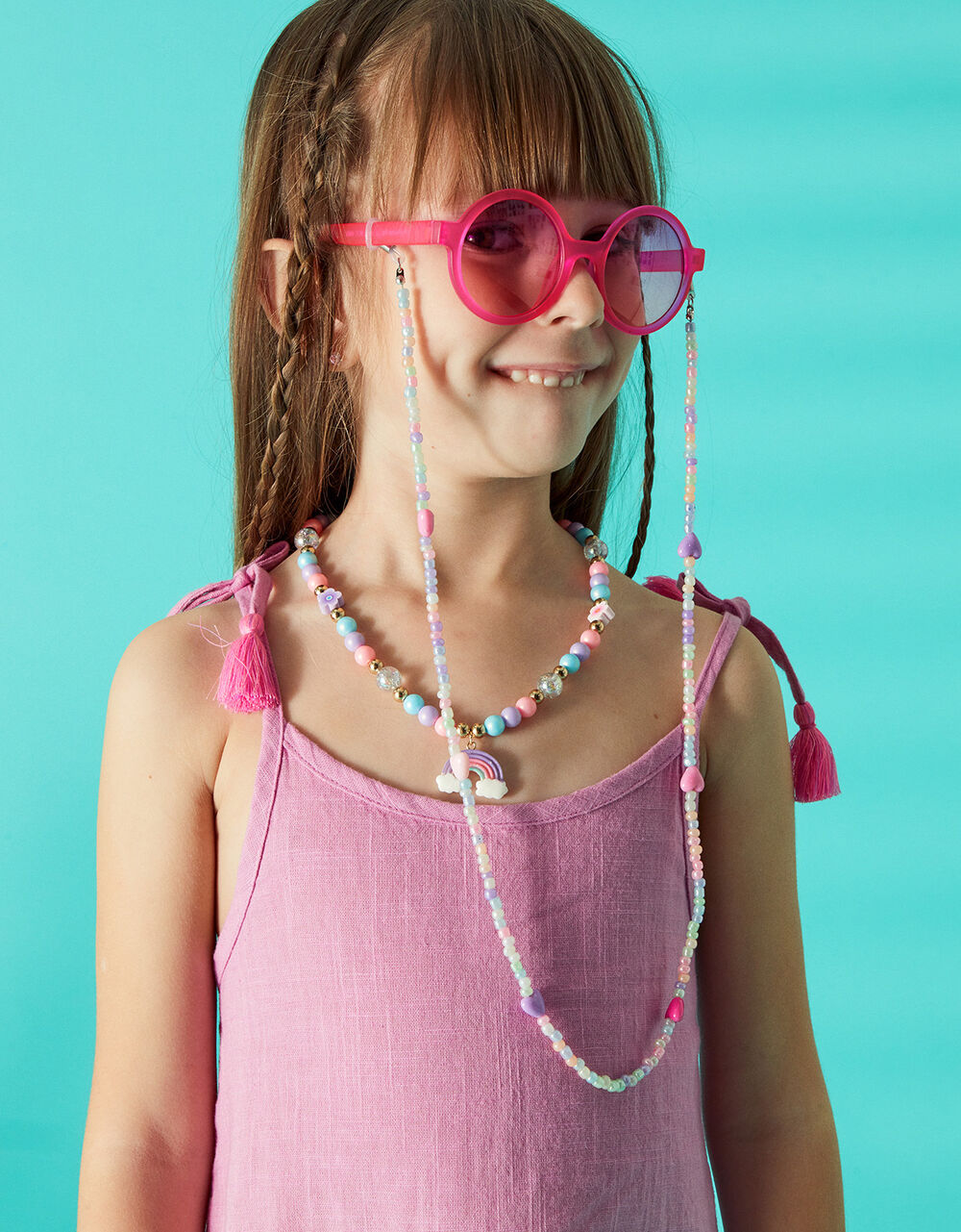 Girls Sunglasses and Beaded Chain Summertime Set, , large