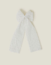 Bridal Heart Bow Barrette Hair Clip, , large