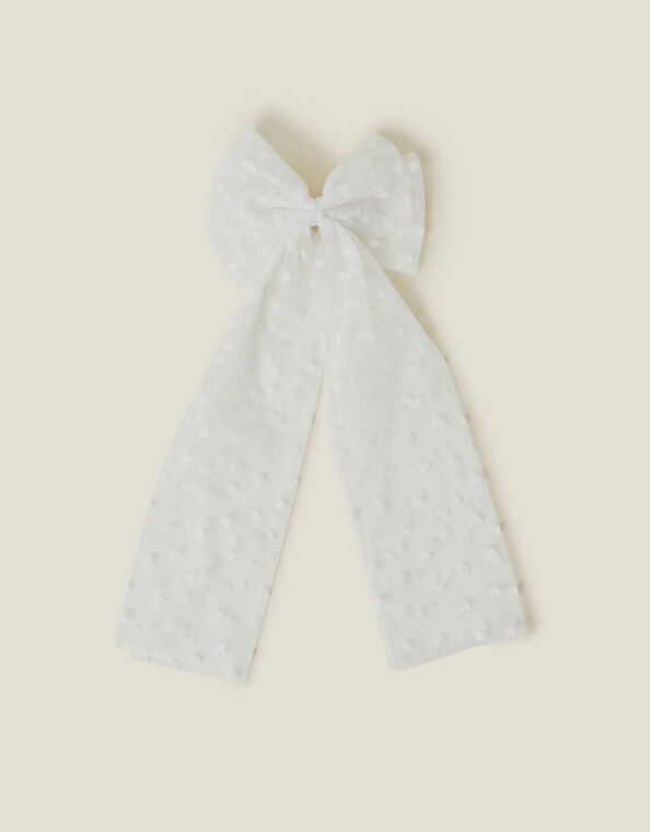 Bridal Heart Bow Barrette Hair Clip, , large