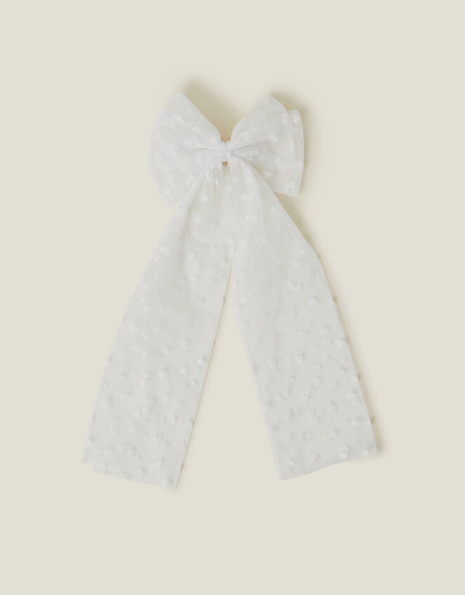 Bridal Heart Bow Barrette Hair Clip, , large
