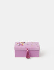 Girls Beaded Unicorn Velvet Jewellery Box, , large