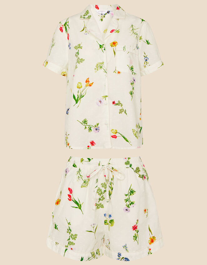 Floral Print Dobby Pyjama Set, Ivory (IVORY), large