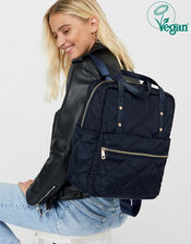 Emmy Vegan Quilted Backpack, Blue (NAVY), large