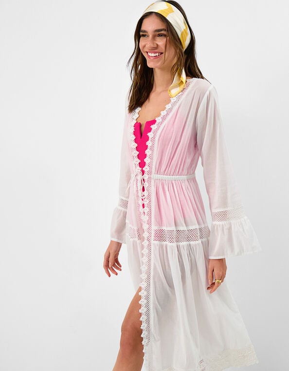 Lace Midi Kaftan, White (WHITE), large