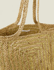 Metallic Jute Beach Bag Gold, , large