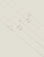 Sterling Silver Sparkle Initial Bracelet, Silver (ST SILVER), large