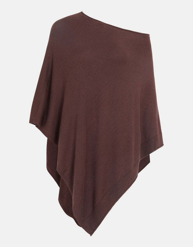 Knit Poncho, Brown (CHOCOLATE), large